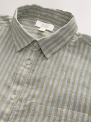 Green Stripe 100% Linen Shirt - Image 2 of 4