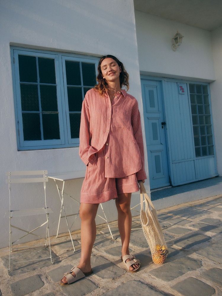 Bande rose - Chemise en lin 100 % - Image 3 of 12