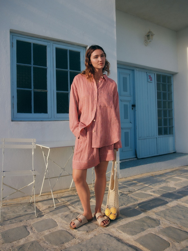 Bande rose - Chemise en lin 100 % - Image 4 of 12