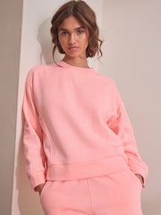 Fluro Pink 100% Cotton Textured Waffle Sweatshirt - Image 2 of 6