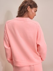 Fluro Pink 100% Cotton Textured Waffle Sweatshirt - Image 3 of 6