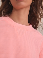 Fluro Pink 100% Cotton Textured Waffle Sweatshirt - Image 6 of 6