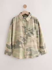Camo Oversized Linen Blend Shirt - Image 1 of 3