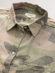 Camo Oversized Linen Blend Shirt - Image 2 of 3