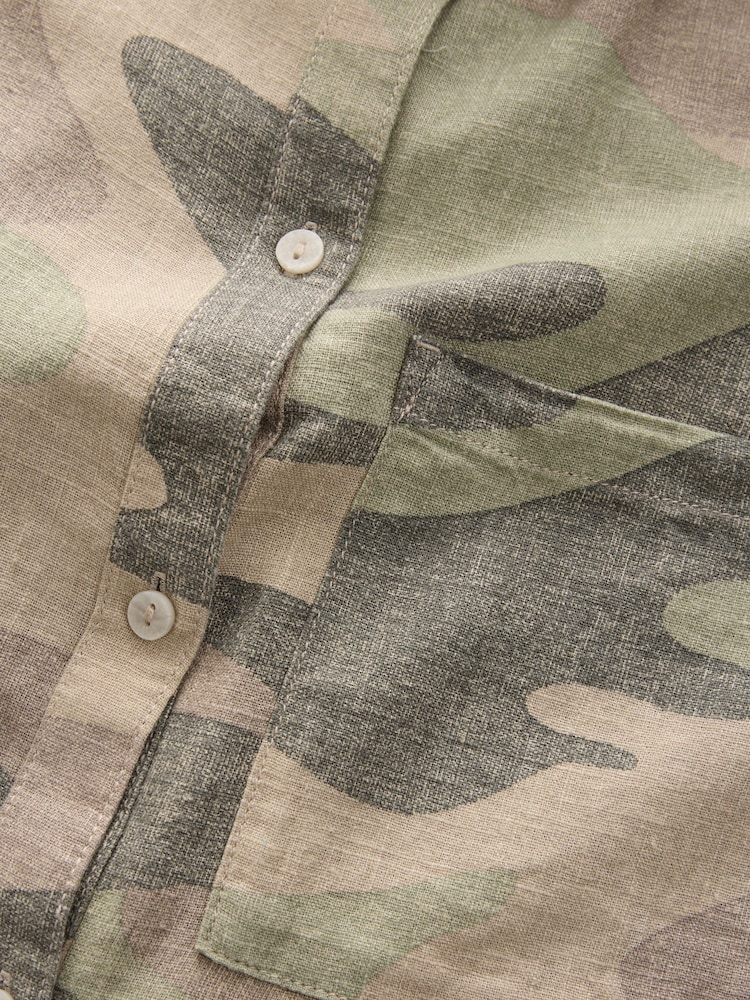 Camo Oversized Linen Blend Shirt - Image 3 of 3