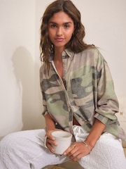 Camo Oversized Linen Blend Shirt - Image 4 of 9