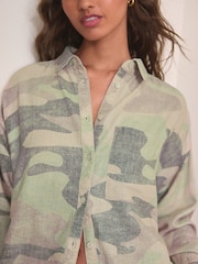 Camo Oversized Linen Blend Shirt - Image 5 of 9