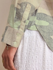 Camo Oversized Linen Blend Shirt - Image 6 of 9