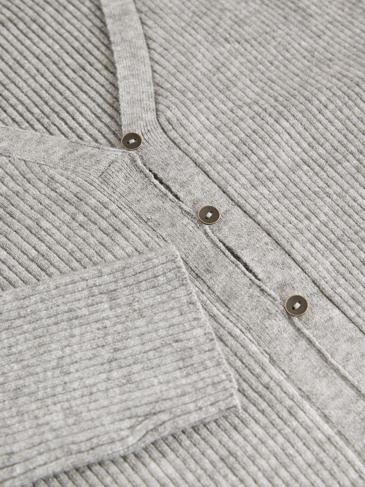 Gris - Rib Long Sleeve Cardigan - Imagen 8 de 8 Gris - Rib Long Sleeve Cardigan - Imagen 8 de 8