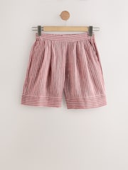 Pink Stripe 100% Linen Shorts - Image 6 of 10