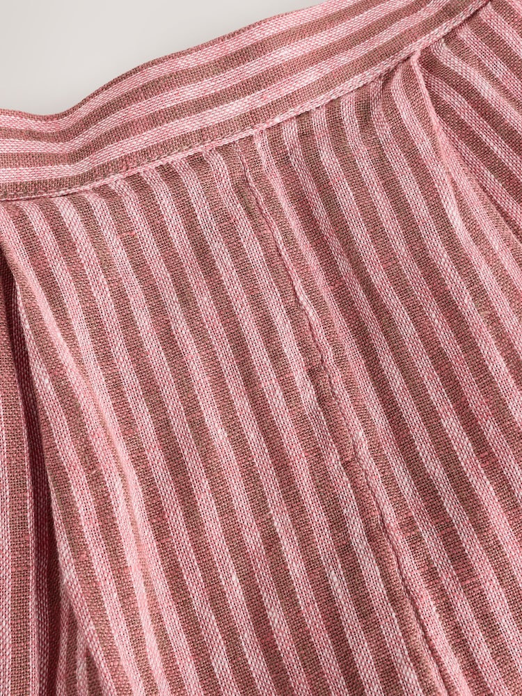 Pink Stripe 100% Linen Shorts - Image 7 of 10