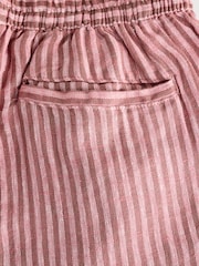 Pink Stripe 100% Linen Shorts - Image 9 of 10