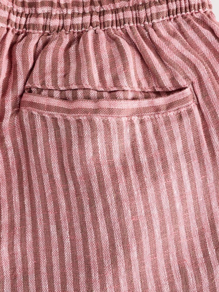 Pink Stripe 100% Linen Shorts - Image 9 of 10