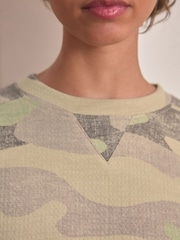 Camo Slogan 100% Cotton Textured Waffle Sweatshirt - Image 6 of 11