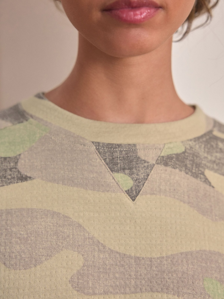 Camo Slogan 100% Cotton Textured Waffle Sweatshirt - Image 6 of 6