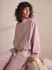 Pink Supersoft Rib Bomber Jacket - Image 1 of 9