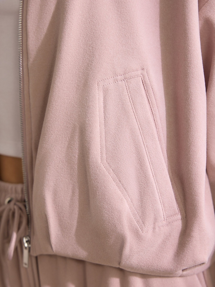 Pink Supersoft Rib Bomber Jacket - Image 5 of 5