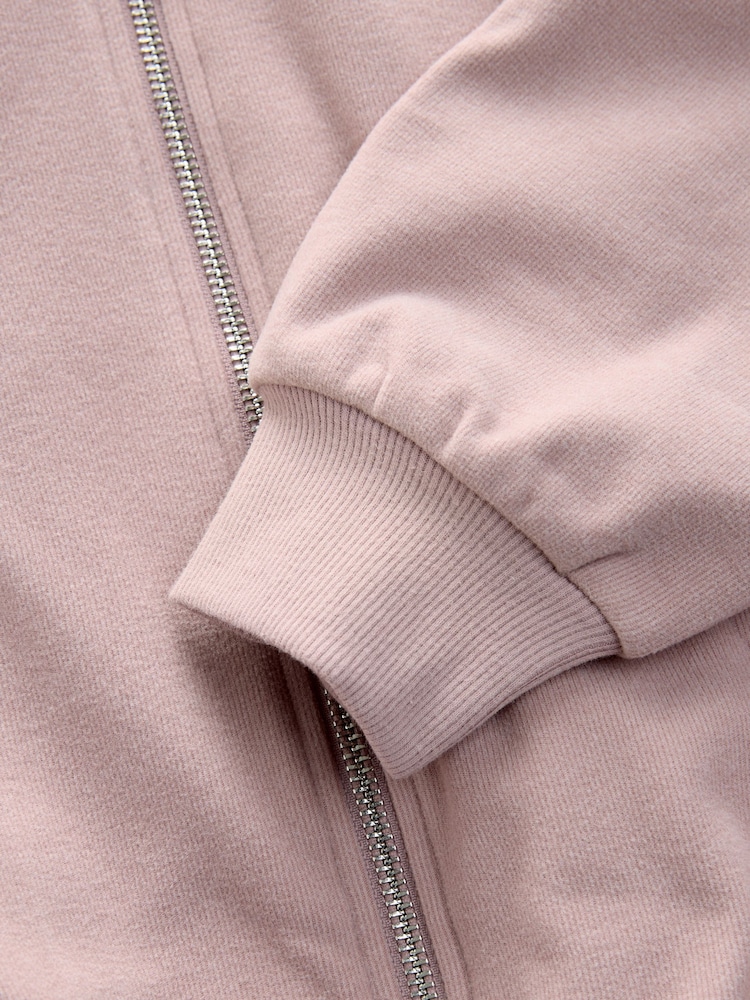 Pink Supersoft Rib Bomber Jacket - Image 9 of 9