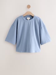 Blue Oversized Supersoft Rib T-Shirt - Image 1 of 4