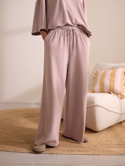 Pink Supersoft Rib Wide Leg Joggers - Image 1 of 8