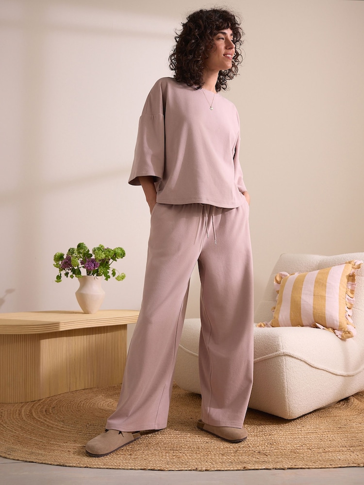Pink Supersoft Rib Wide Leg Joggers - Image 2 of 8 Pink Supersoft Rib Wide Leg Joggers - Image 2 of 8