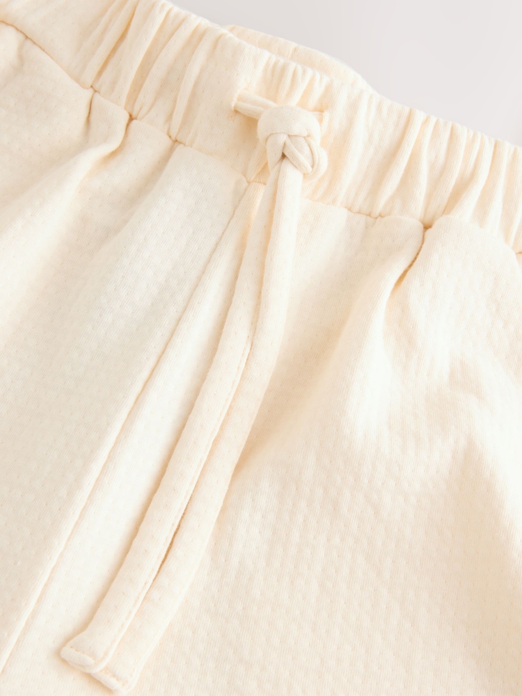 Cream Textured Waffle Shorts - Image 8 of 10