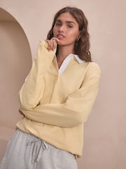 Yellow Cotton Blend Rugby Collar Top - Image 2 of 4