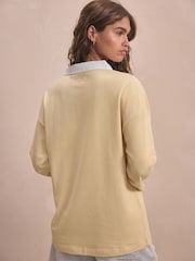 Yellow Cotton Blend Rugby Collar Top - Image 3 of 4