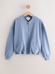 Blue Supersoft Rib Bomber Jacket - Image 1 of 4