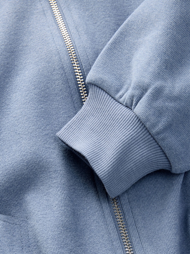Blue Supersoft Rib Bomber Jacket - Image 4 of 4