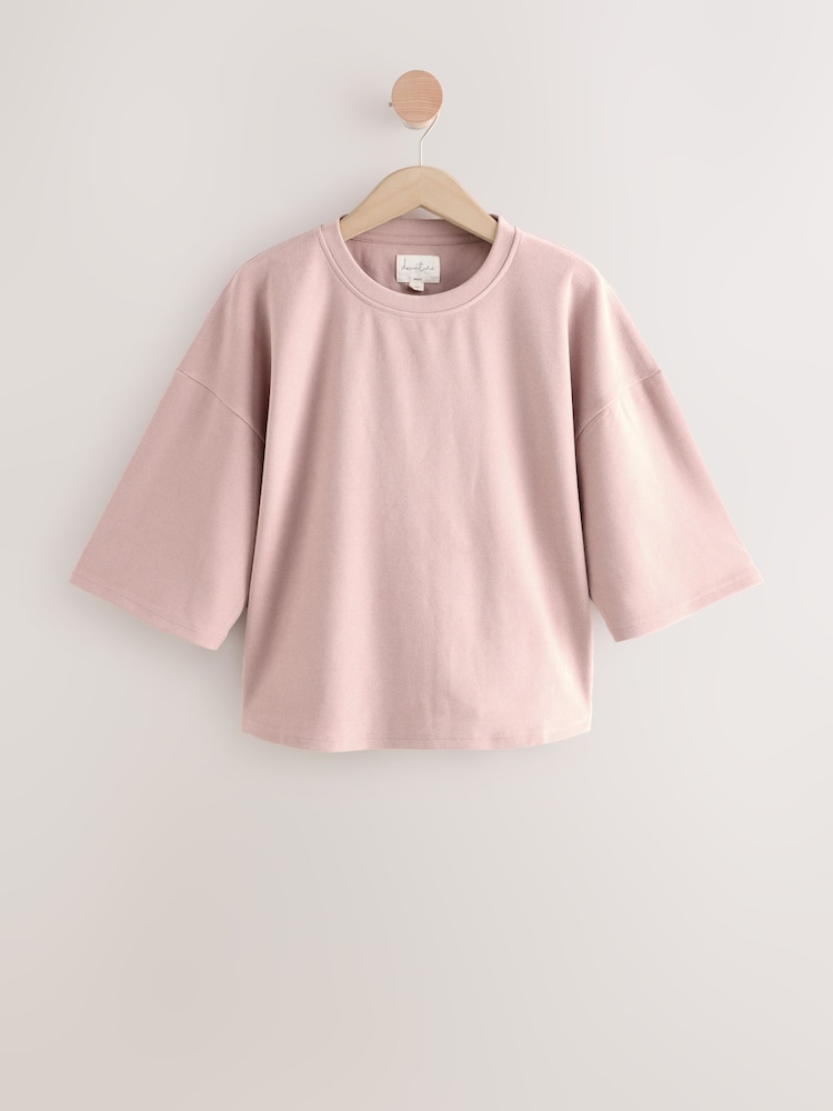 Pink Oversized Supersoft Rib T-Shirt - Image 1 of 4