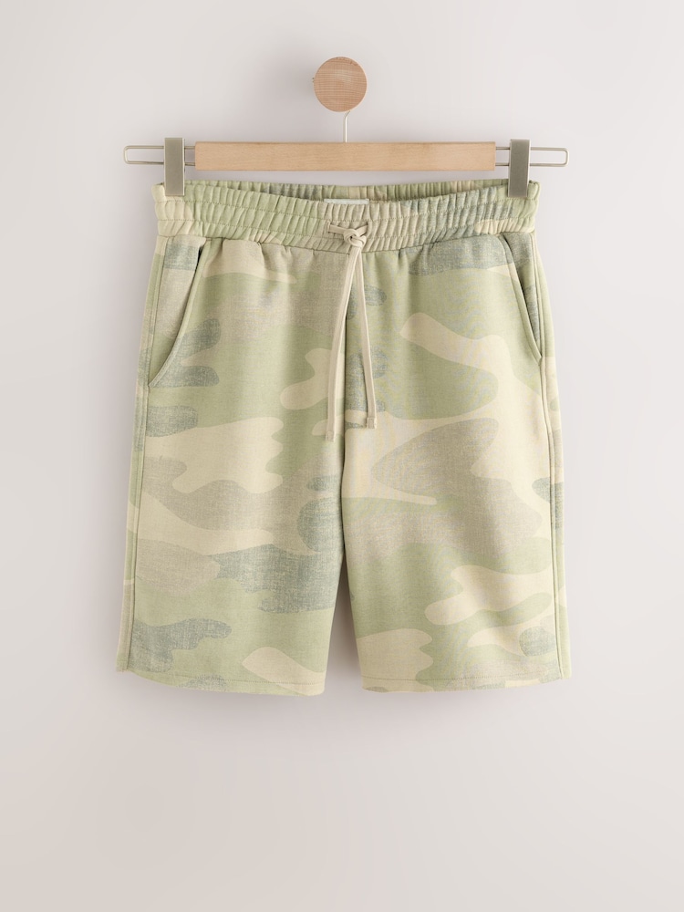 Khaki Camo Longline Sweat Shorts - Image 5 of 8