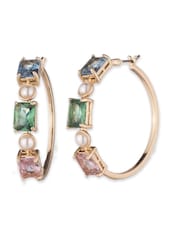 Pendientes de aro de 35 mm en tono dorado con piedras tipo perla de Lauren Ralph Lauren - Imagen 1 de 2