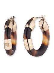 Lauren Ralph Lauren Gold Tone 22inch Logo Hoop Earrings - Image 1 of 4