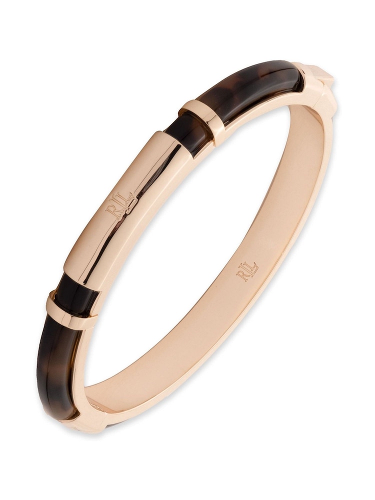 Lauren Ralph Lauren Gold Tone Tortoiseshell Logo Bangle - Bild 1 von 3