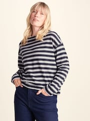 Azul - Camiseta de cuello barco a rayas de algodón supersuave Tog 24 Misty - Imagen 1 de 6