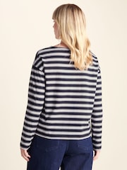 Azul - Camiseta de cuello barco a rayas de algodón supersuave Tog 24 Misty - Imagen 3 de 6