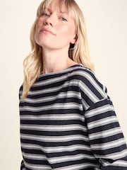 Azul - Camiseta de cuello barco a rayas de algodón supersuave Tog 24 Misty - Imagen 5 de 6