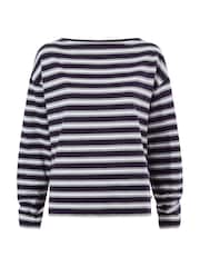 Azul - Camiseta de cuello barco a rayas de algodón supersuave Tog 24 Misty - Imagen 6 de 6