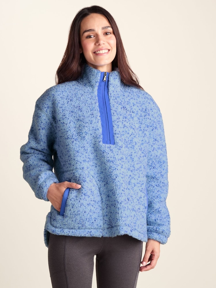 Tog 24 Blue Flossie Sherpa Zip Neck Fleece - Image 1 of 7 Tog 24 Blue Flossie Sherpa Zip Neck Fleece - Image 1 of 7