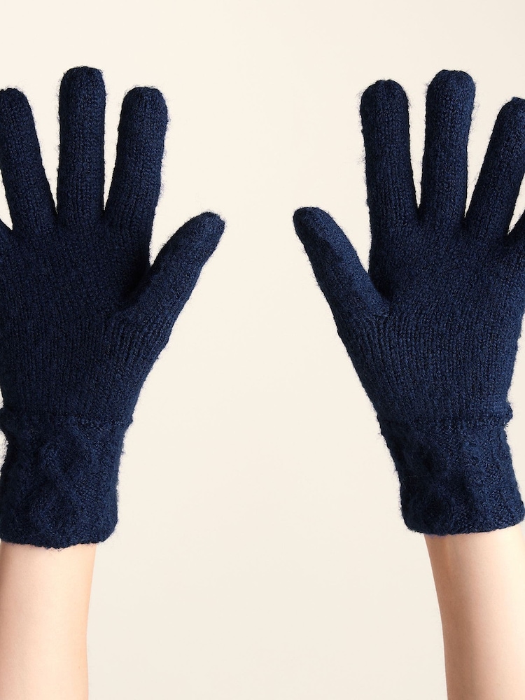 Tog 24 Blue Georgia Supersoft Cable Knit Gloves - Image 2 of 4 Tog 24 Blue Georgia Supersoft Cable Knit Gloves - Image 2 of 4