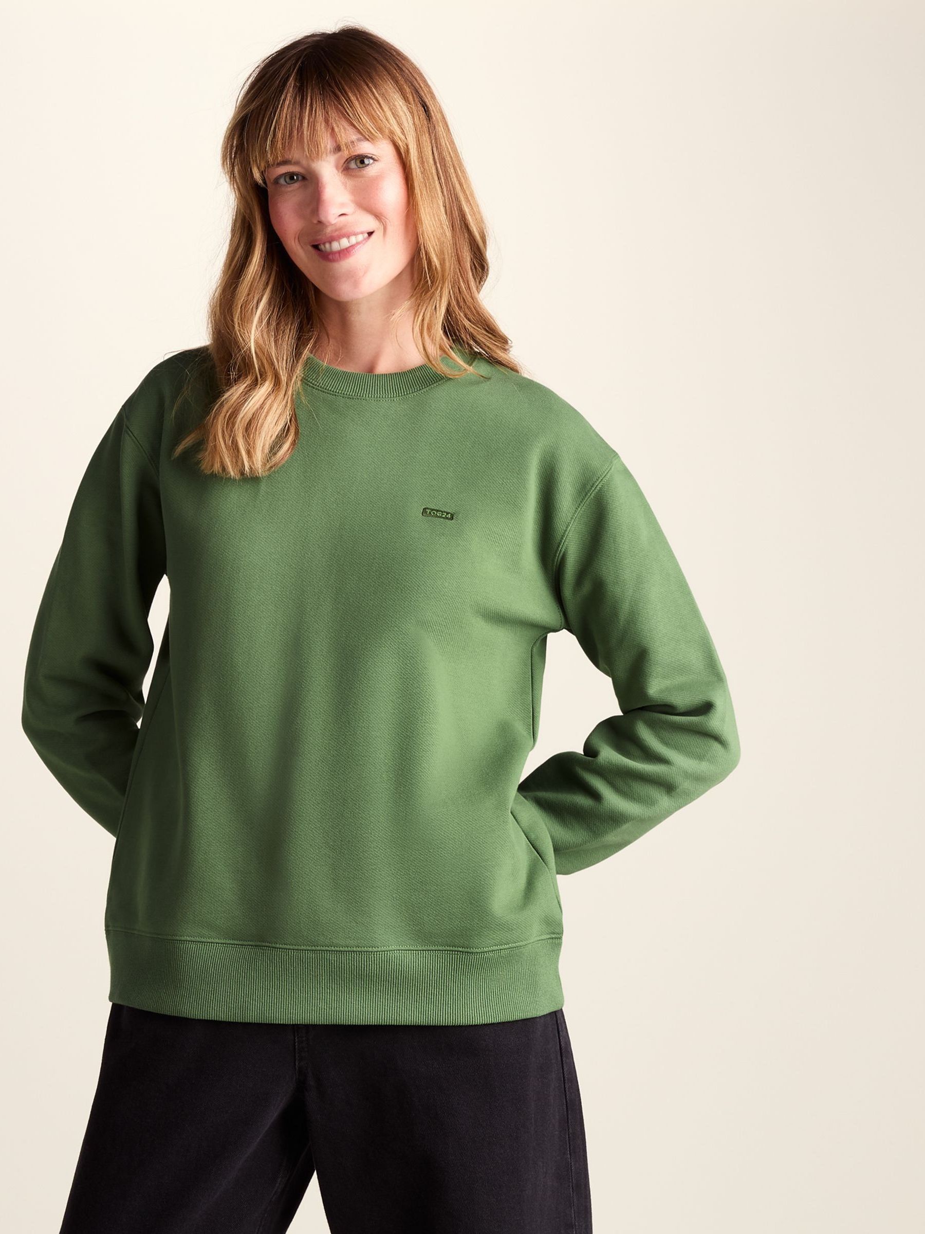 Tog24 Women's Green 'Tia' Heavyweight 100% Cotton Crew Neck Sweatshirt In | Size: 20 - Image 1