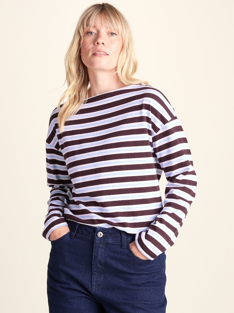 Púrpura - Camiseta de cuello barco a rayas de algodón supersuave Tog 24 Misty - Imagen 1 de 7 Púrpura - Camiseta de cuello barco a rayas de algodón supersuave Tog 24 Misty - Imagen 1 de 7