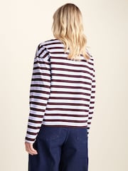 Púrpura - Camiseta de cuello barco a rayas de algodón supersuave Tog 24 Misty - Imagen 3 de 7