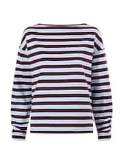 Púrpura - Camiseta de cuello barco a rayas de algodón supersuave Tog 24 Misty - Imagen 7 de 7