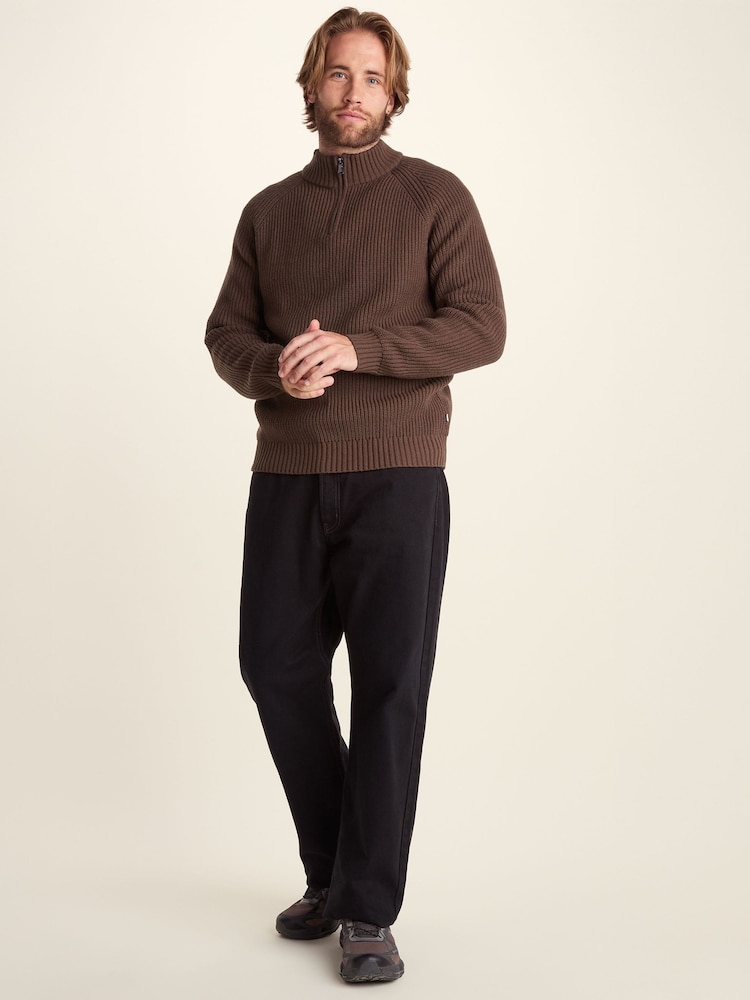 Tog 24 Brown Glen Chunky Knitted Zip Neck Jumper - Image 2 of 6