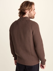 Tog 24 Brown Glen Chunky Knitted Zip Neck Jumper - Image 3 of 6