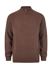 Tog 24 Brown Glen Chunky Knitted Zip Neck Jumper - Image 6 of 6