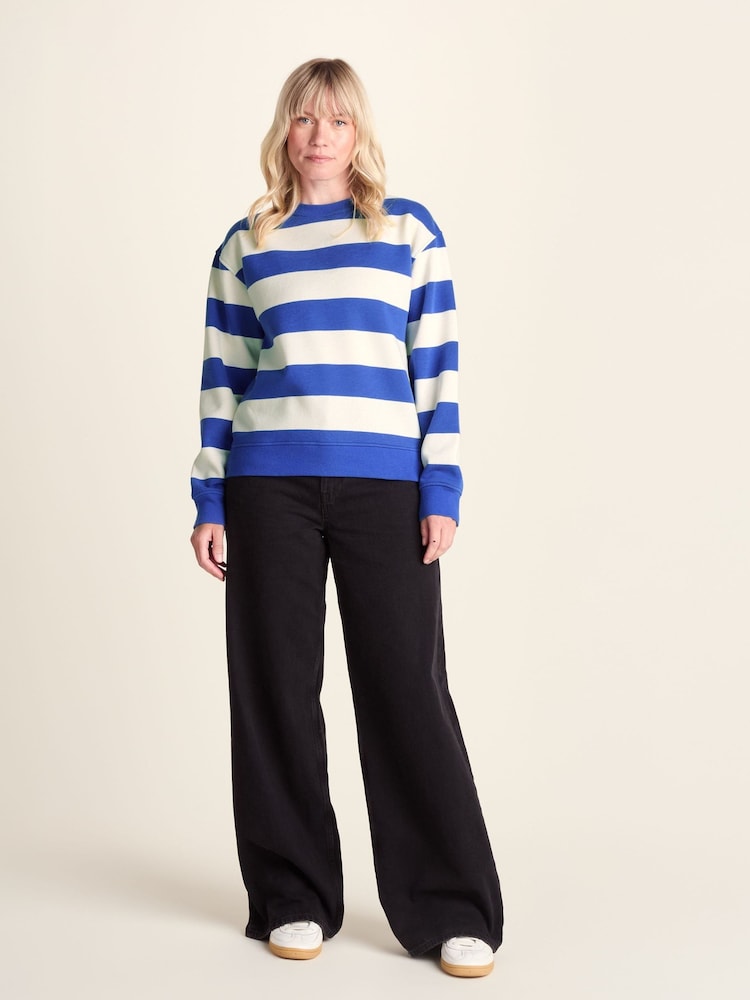 Tog 24 Blue Yuri Supersoft Crew Neck Striped Sweat Top - Image 2 of 6