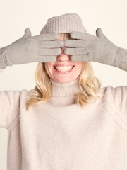 Tog 24 Grey Georgia Supersoft Cable Knit Gloves - Image 1 of 5
